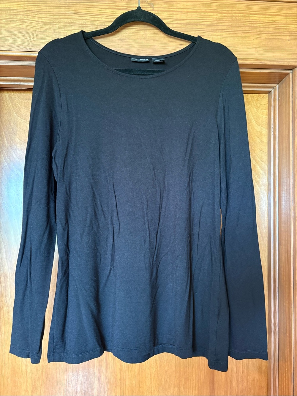 Willi Smith Black Long Sleeve Crewneck Top